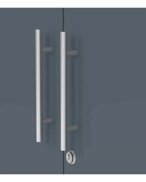 Шкаф Office Lux 79 см двухдверный на ключ светло-серый/графит стекло