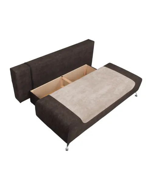 Sofá de tres plazas Daria III convertible con arcón marrón