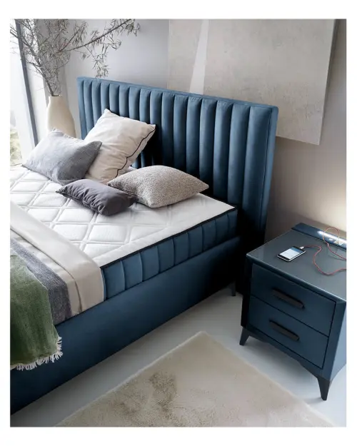 Континентальная кровать Joy 160x200 с контейнерами синяя