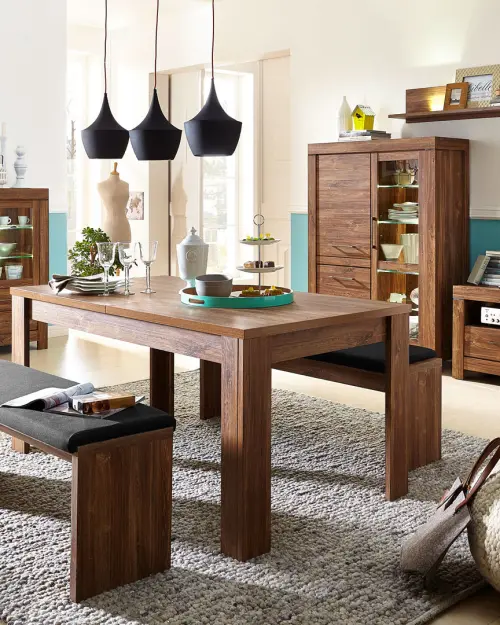 Vitrina Gent 68 cm con puertas y 2 cajones roble stirling