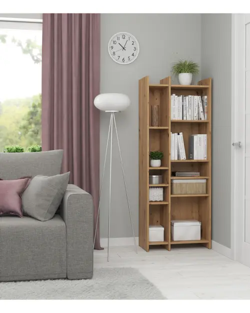 Estantería Benny 60 cm con 8 estantes roble artisan