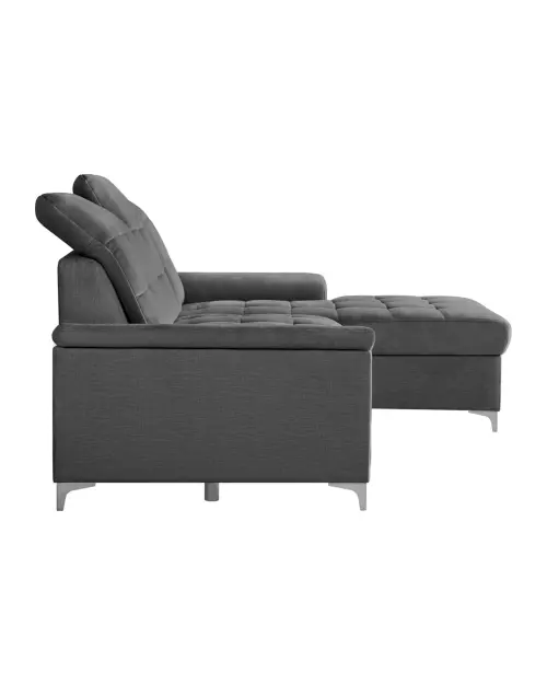 Угловой диван правосторонний Ariado раскладной с ящиком велюровый серый