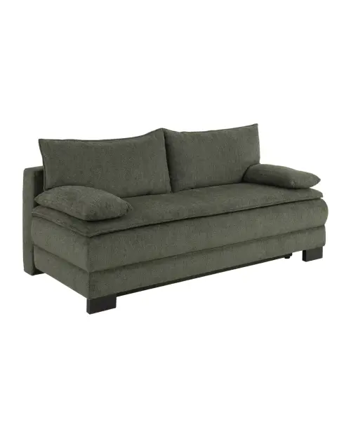Three-seater Lindon sofa bed with storage green chenille