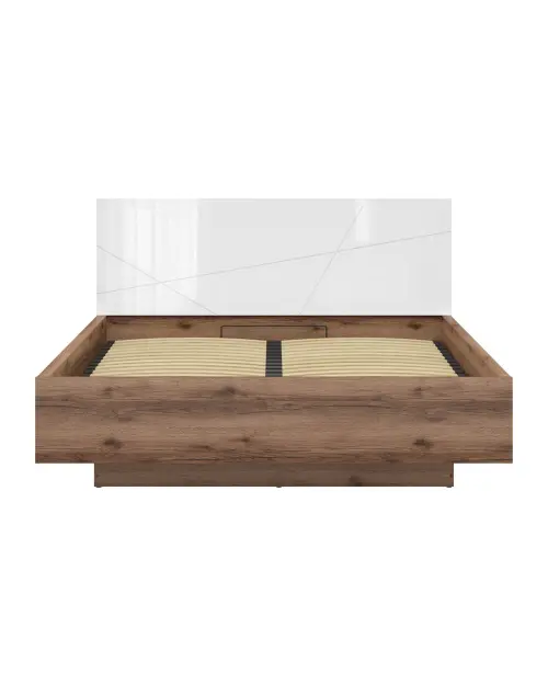 Cama Forn 160x200 con somier y arcón roble delano oscuro/blanco