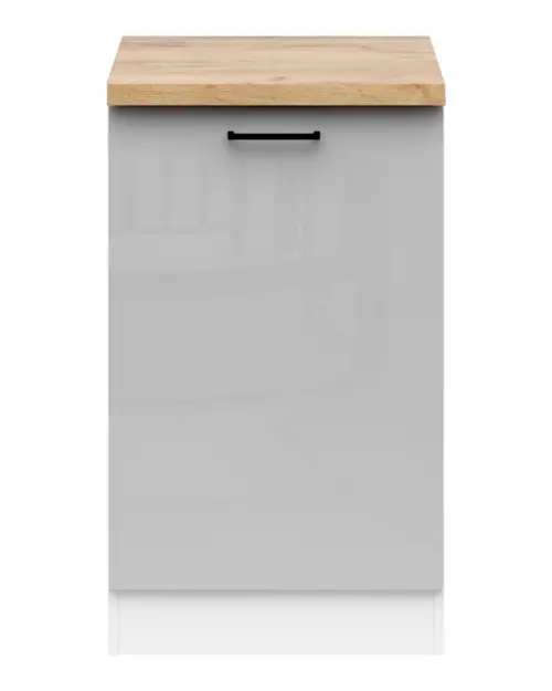 Mueble de cocina bajo Junona Line 50 cm gris claro brillo con encimera
