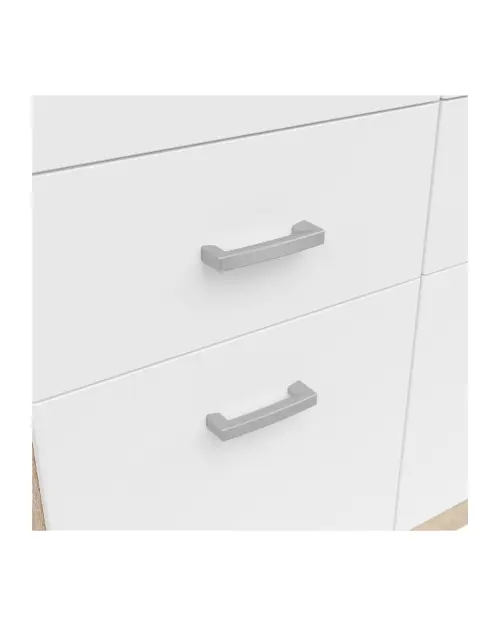 Шкаф четырехдверный Brando-4 181 см с зеркалом и ящиками белый/дуб сонома