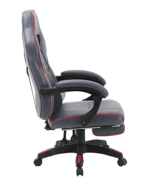 Gaming chair Riku with retractable footrest grey