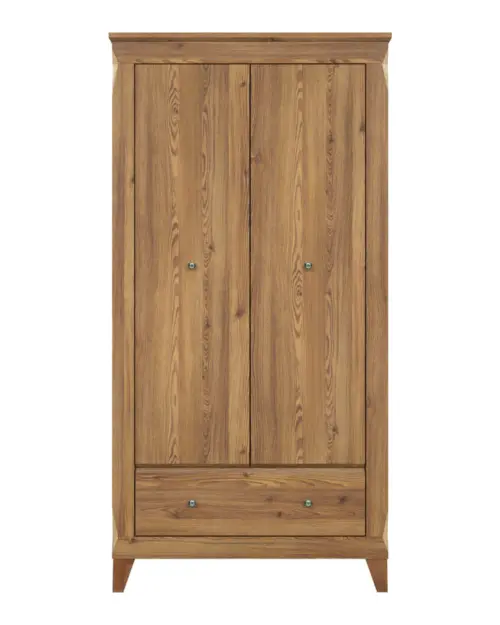 Armario de dos puertas Bergen 102 cm con cajón alerce sibiu dorado