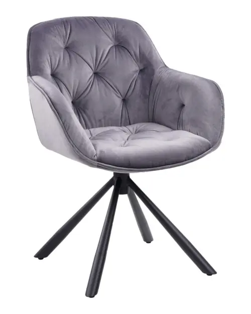 Eileen upholstered swivel velvet chair grey