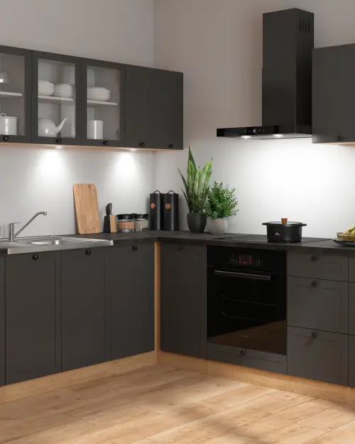 Conjunto de cocina de esquina Junona Line 220x240 grafito con encimera