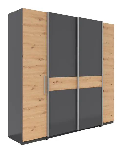 Armario de puertas correderas Fabio 215 cm grafito/roble artisan