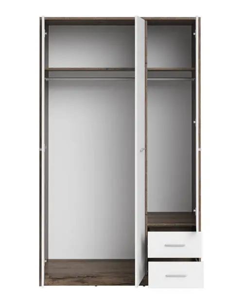 Armario de tres puertas Nepo Plus 118 cm con cajones roble noble/blanco
