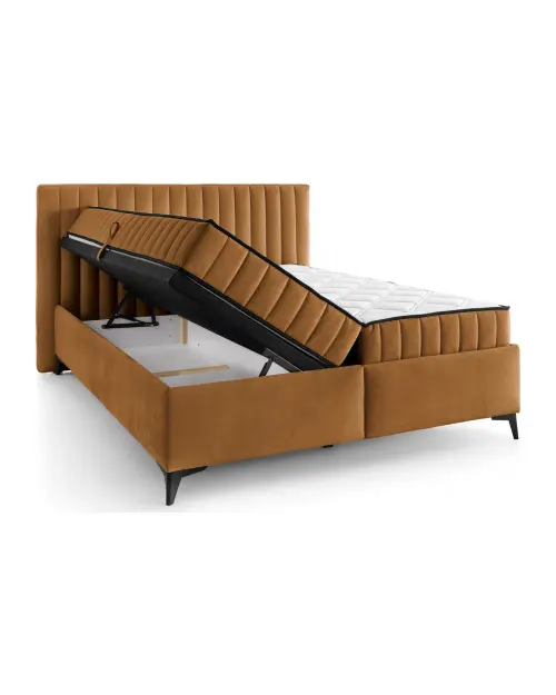 Cama continental Joy 160x200 con contenedores marrón