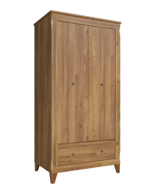 Armario de dos puertas Bergen 102 cm con cajón alerce sibiu dorado