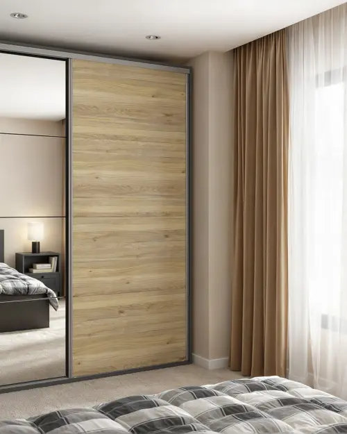 Sliding wardrobe Flex 200 cm with mirror graphite/mauvella oak