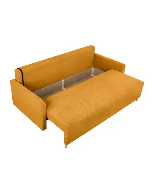 Sofa trzyosobowa Sigma rozkładana z pojemnikiem na pościel żółta