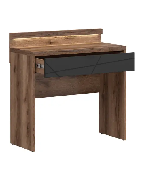 Tocador con iluminación Forn 90 cm con cajón roble delano oscuro/negro