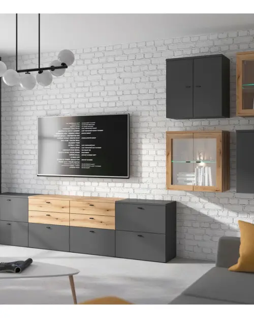 Vitrina System 64 con 2 puertas roble coast evoke