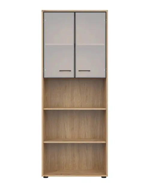 Estantería Space Office con 2 puertas y 3 estantes roble artisan