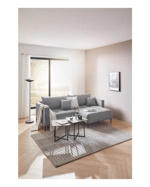 Sofá rinconera universal Ponty convertible con arcón gris