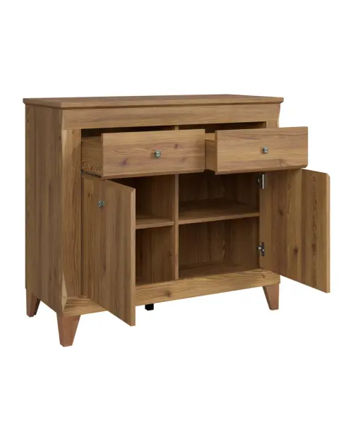 Cómoda Bergen 110 cm con 2 puertas y 2 cajones alerce sibiu dorado