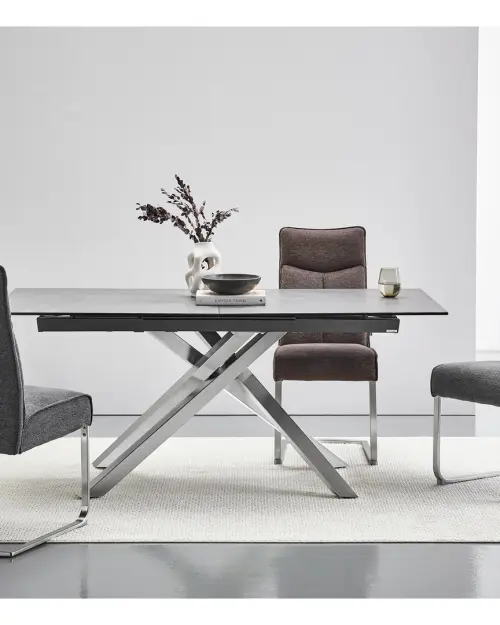 Mesa extensible 180-240/90 gris oscuro con sobre de porcelana