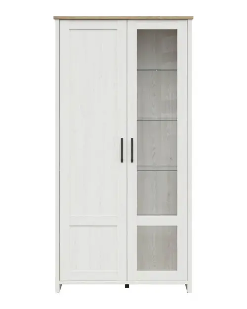 Vitrina Loksa 102 cm con 2 puertas pino andersen blanco