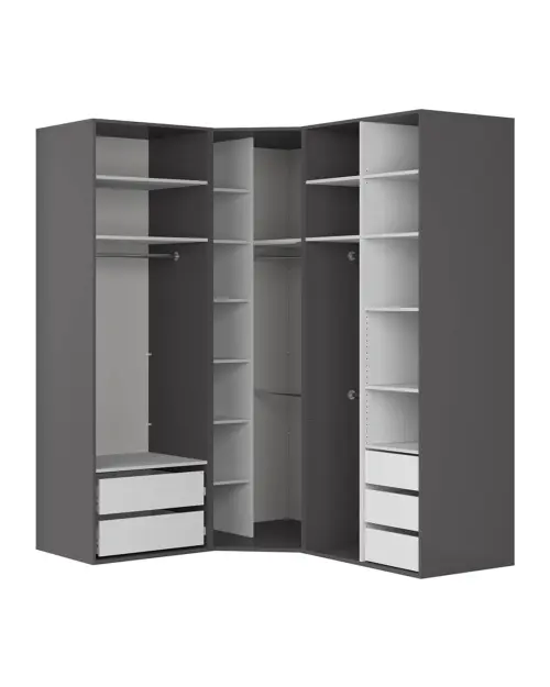 Modular wardrobe Flex 178 x 203 cm corner with graphite doors