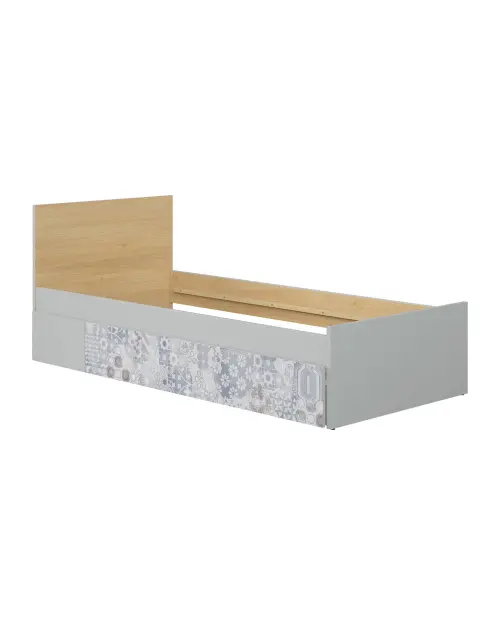 Cama Nandu 90x200 gris claro/roble polaco