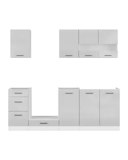 Conjunto de cocina Junona Line 220 cm gris claro brillo