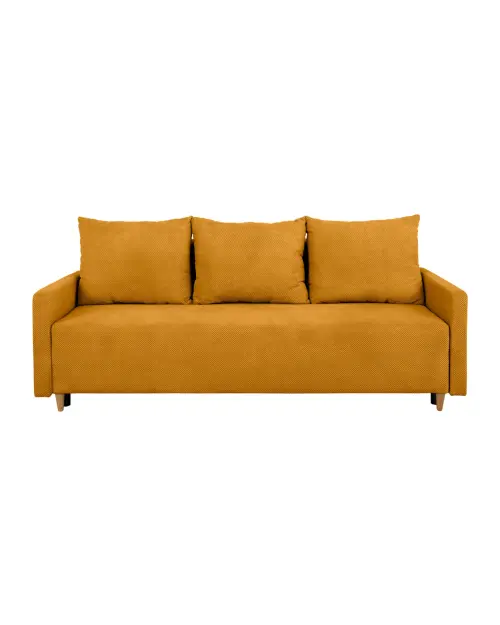 Sofa trzyosobowa Sigma rozkładana z pojemnikiem na pościel żółta