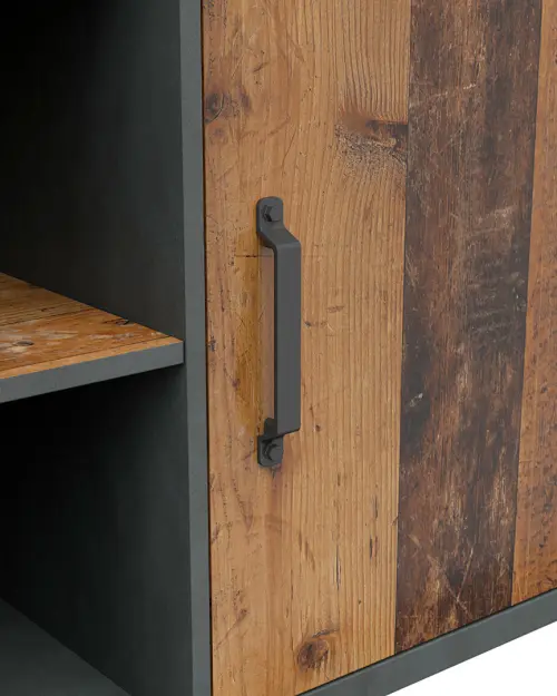 Shelving unit Weston 75 cm with doors, drawer and 5 shelves old style pine