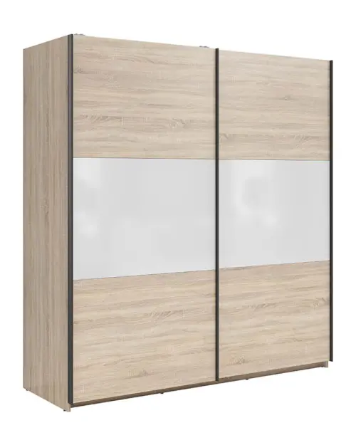 Armario de puertas correderas Tetrix 183 cm roble sonoma/blanco brillo