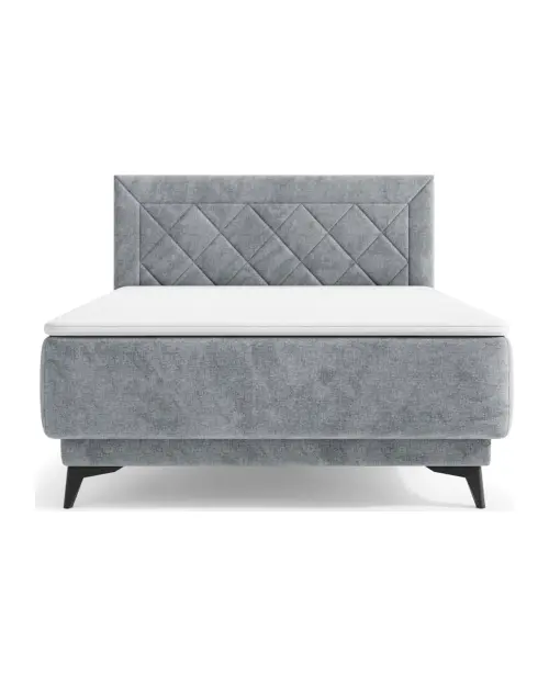 Cama continental Zalea 140x200 con almacenaje gris