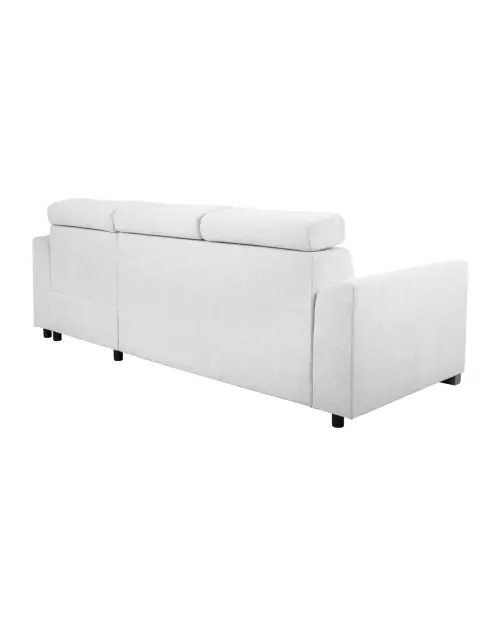 Universal corner sofa Evia with sleeping function, storage and adjustable headrests light gray
