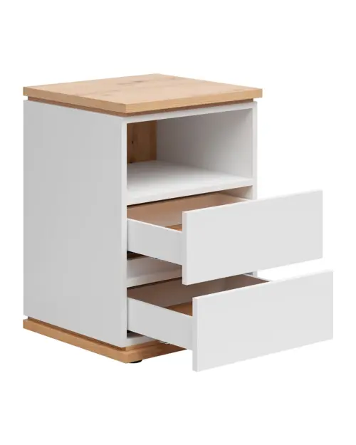 Mesita de noche Yamael 45 cm con cajones blanca