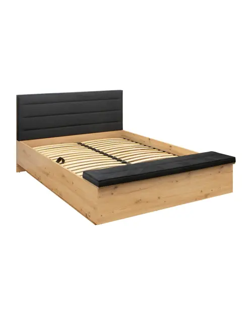 Cama Ostia 140x200 con somier y contenedor roble artisan