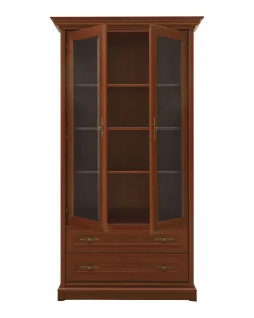 Vitrina Kent con 2 puertas y 2 cajones castaño