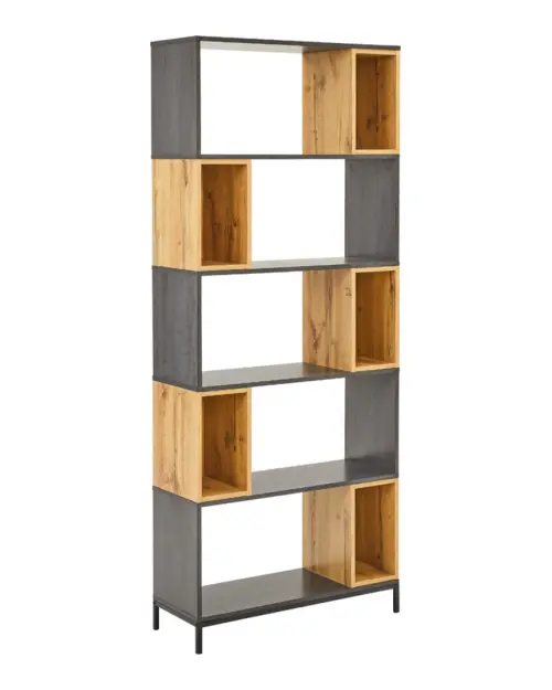 Estantería Kiko 80 cm con 10 estantes roble/antracita