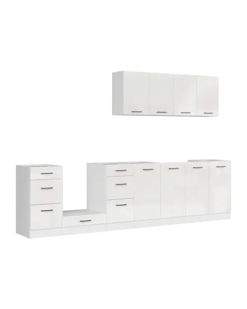 Conjunto de cocina Junona Line 300 cm brillo tiza