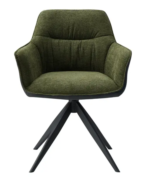 Silla tapizada Akita giratoria verde-negro