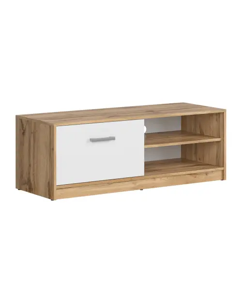 Mueble RTV Matos 118 cm con puertas y estante roble wotan/blanco