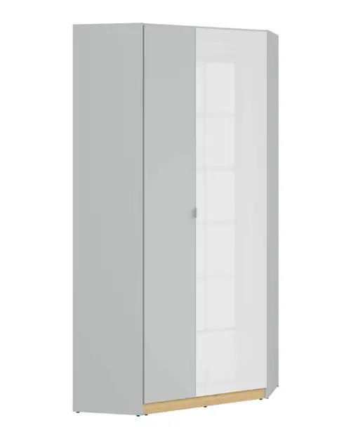 Armario de esquina Nandu 93x93 cm gris claro/roble polaco/blanco brillo