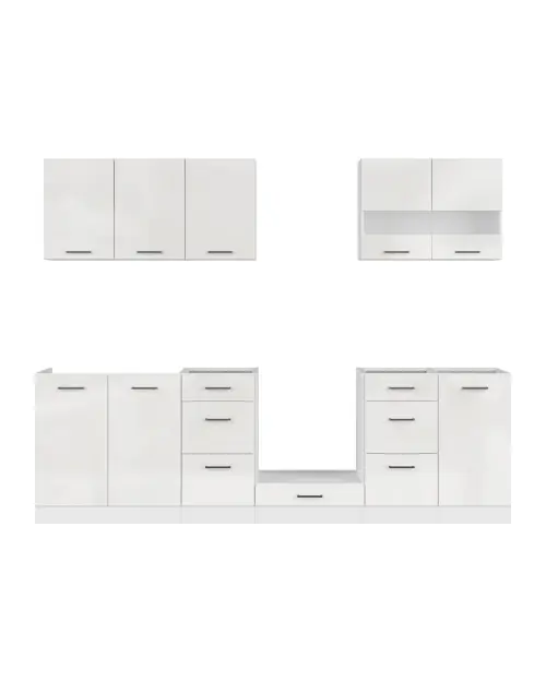 Conjunto de cocina Junona Line 260 cm tiza brillo