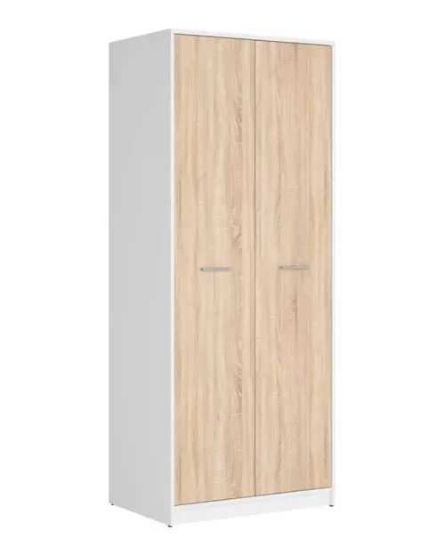 Armario de dos puertas Nepo Plus 80 cm blanco/roble sonoma
