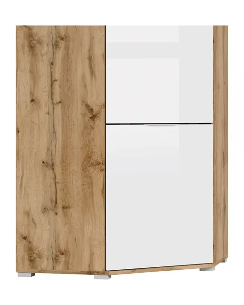 Armario de esquina Zele 78x78 cm roble wotan/blanco brillo