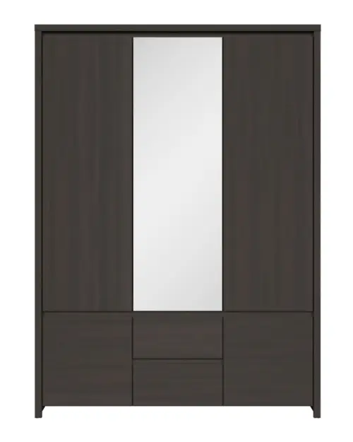 Armario de cinco puertas Kaspian 153 cm con espejo y cajones wenge