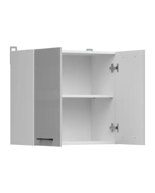 Armario de cocina superior Junona Line 60 cm de dos puertas gris claro brillo