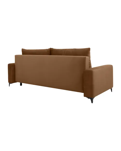 Трехместный диван Kamari раскладной с ящиком велюровый коричневый