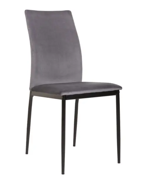 Silla tapizada Weyer de terciopelo gris